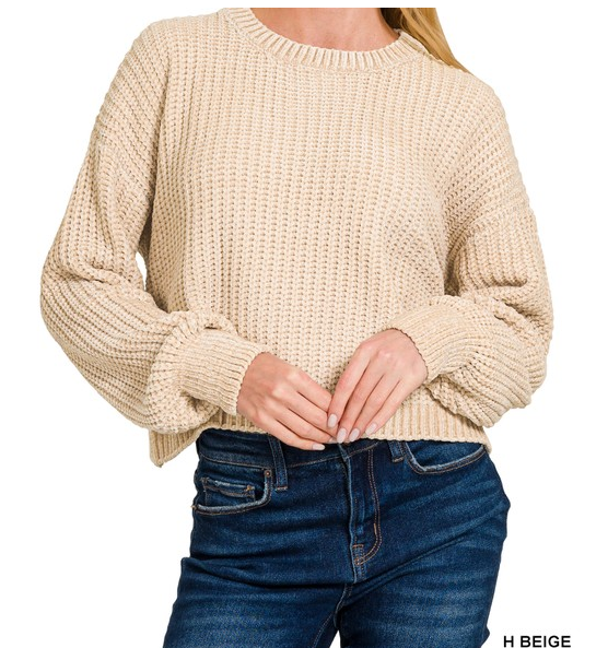 Chenille Cropped Sweater