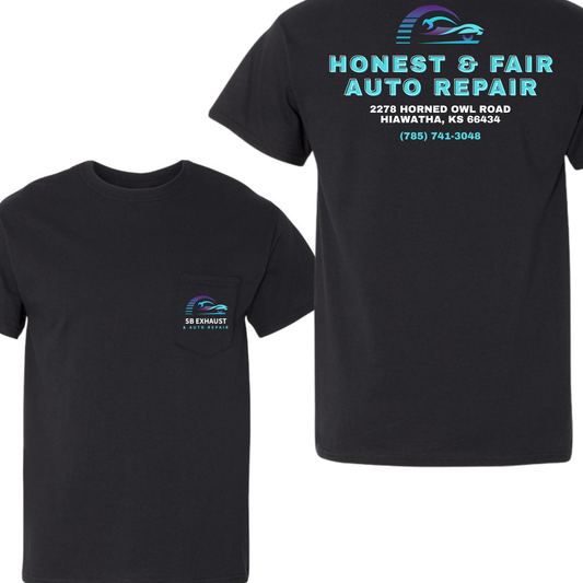 SB Exhaust Auto Repair Pocket Tees