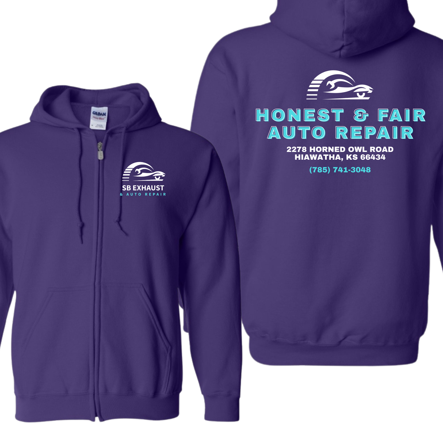 SB Exhaust Auto Repair Full Zip Hoodies