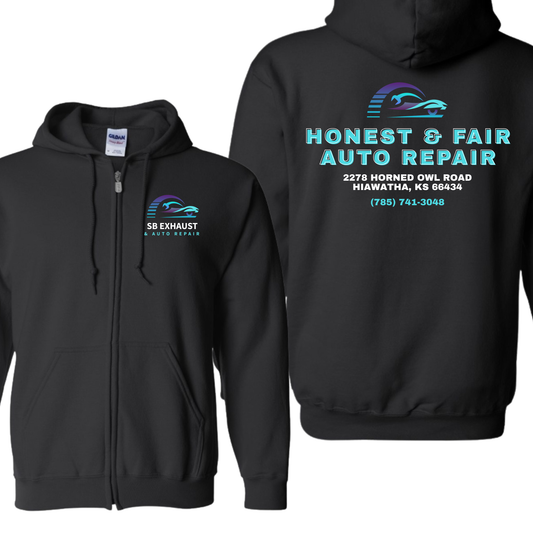 SB Exhaust Auto Repair Full Zip Hoodies