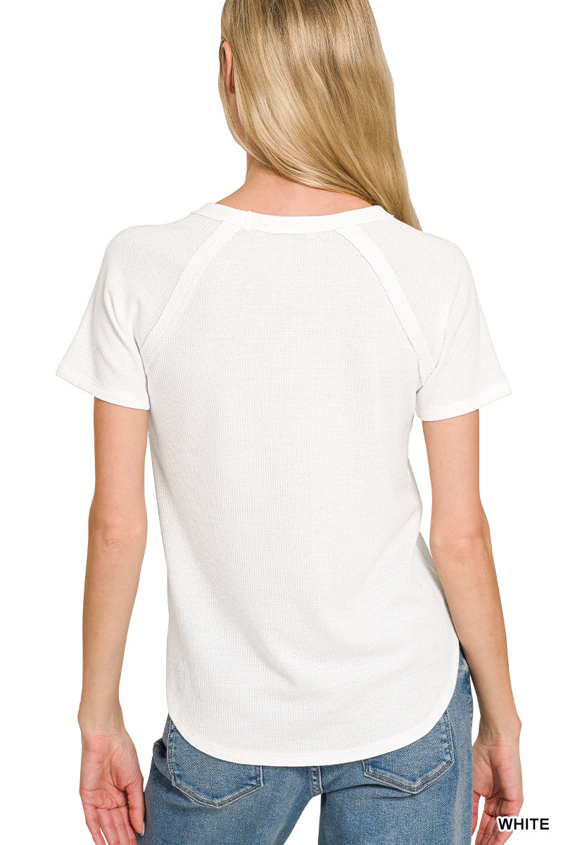 Waffle short sleeve top