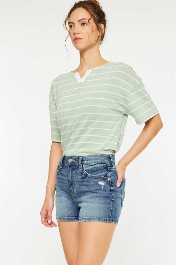 Kan can High Rise Mom Shorts