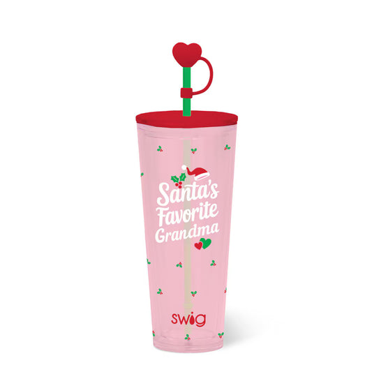 Santa's Favorite Grandma Plastic Tumbler 24oz