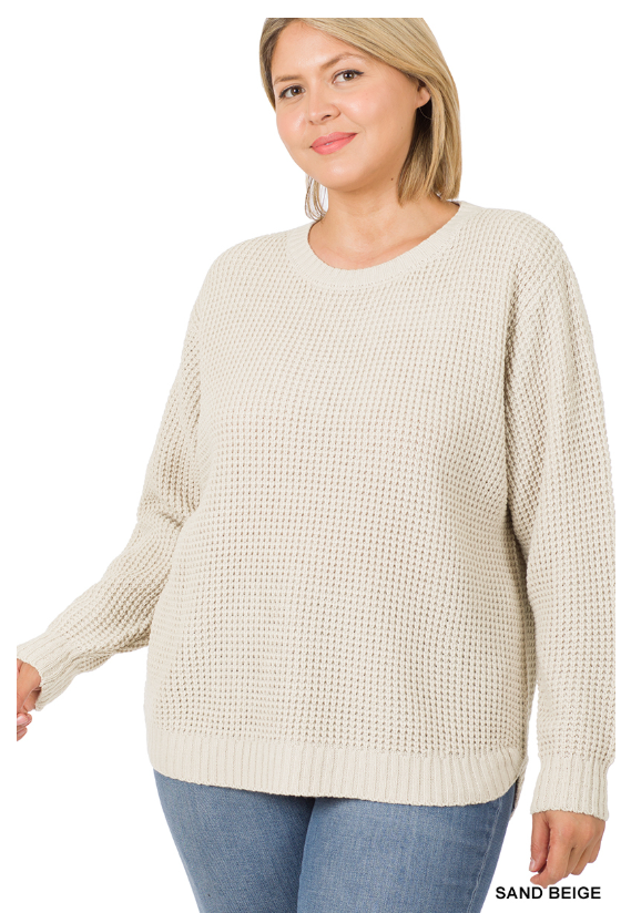 Plus Size Waffle Sweater