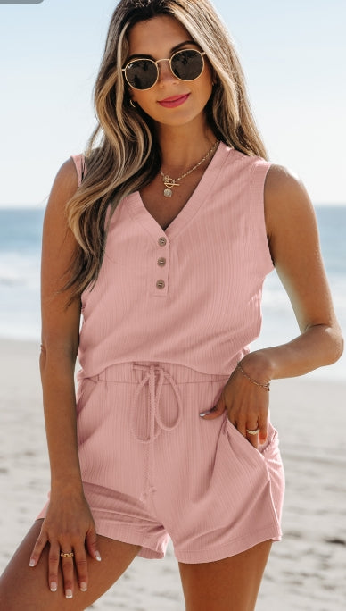 Pink Ribbed Set