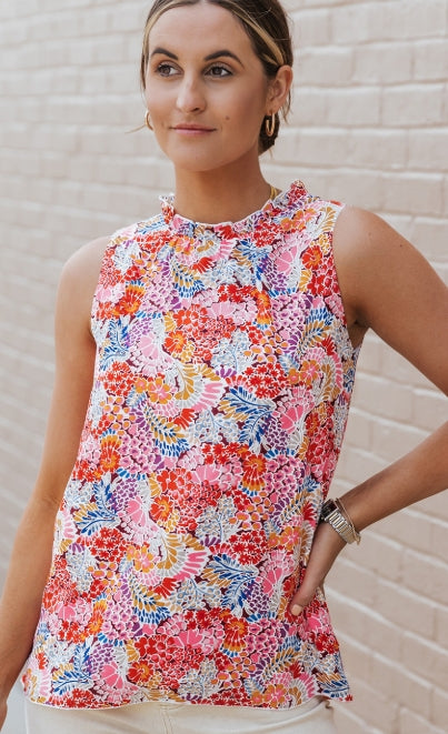 Multicolor Floral Print Relaxed Tank Top