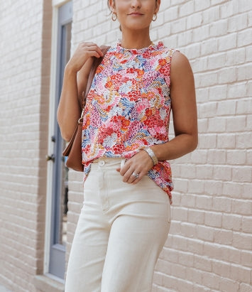 Multicolor Floral Print Relaxed Tank Top