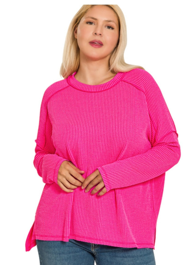 pink ribbed long sleeve