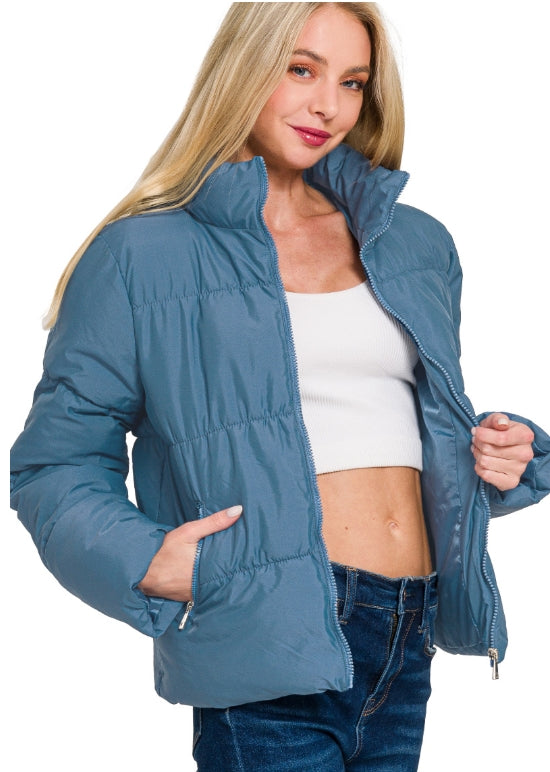 Dusty Blue Puffer Jacket
