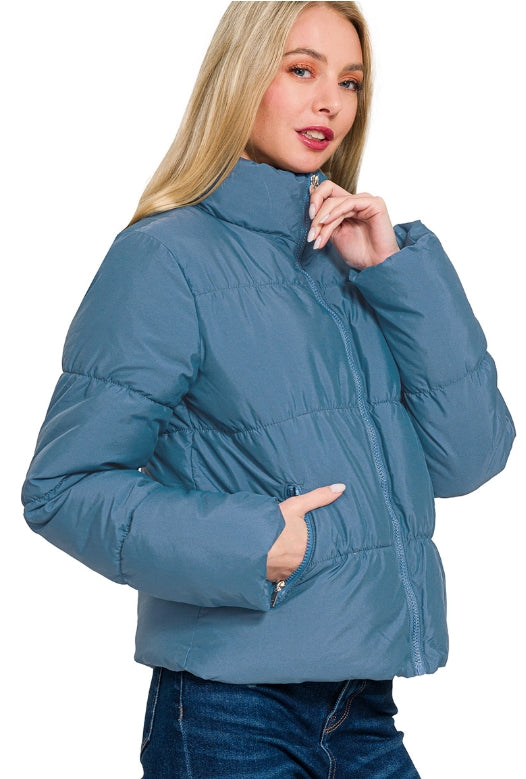Dusty Blue Puffer Jacket