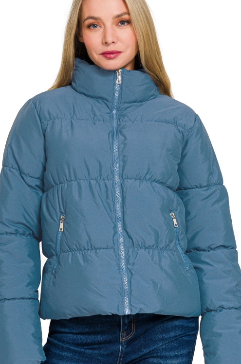 Dusty Blue Puffer Jacket