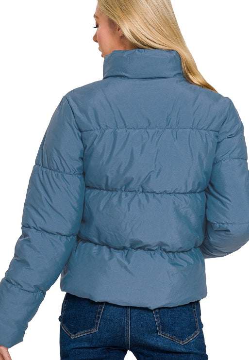 Dusty Blue Puffer Jacket