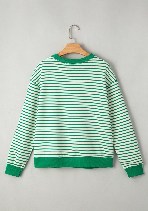 Green Stripped Loose Top