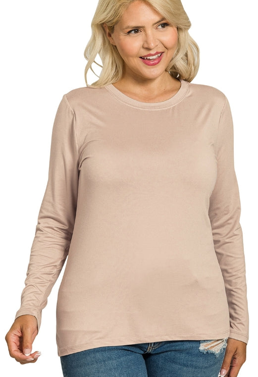 Plus long sleeve round neck tee