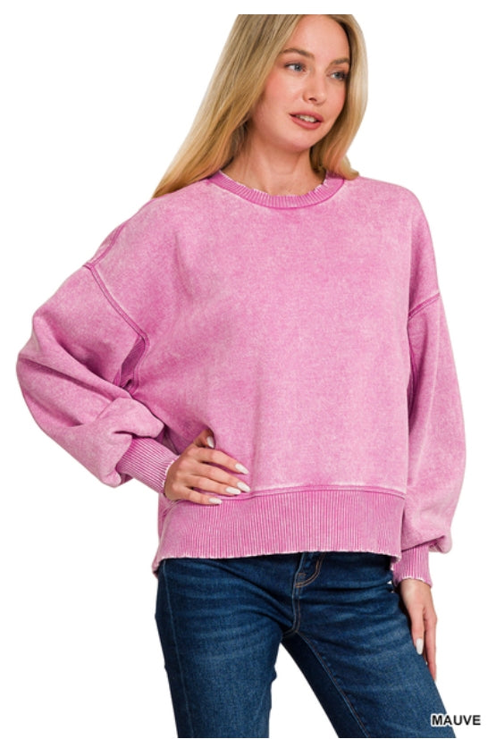 Acid wash oversized crewneck