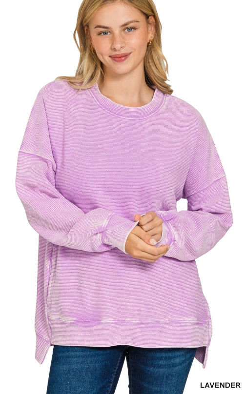 Hi-Low Ribbed Crewneck