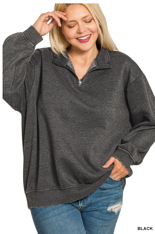 Plus half zip acid pullover