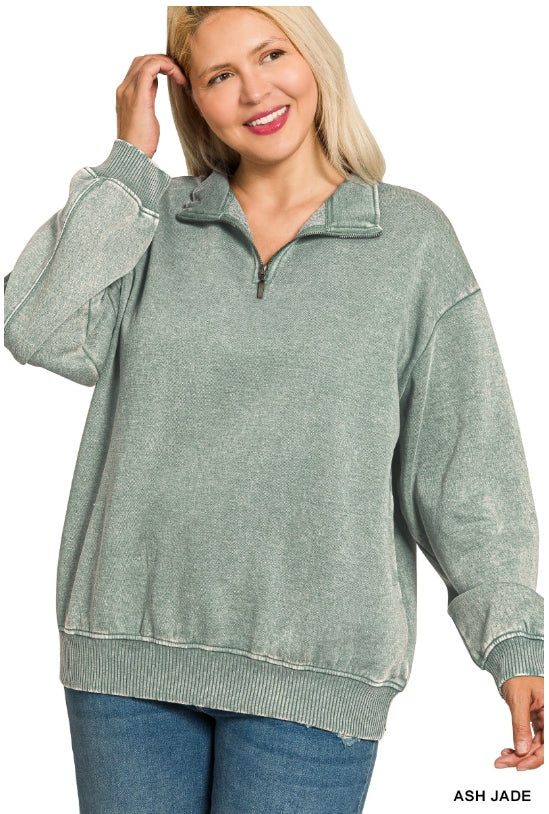 Plus half zip acid pullover