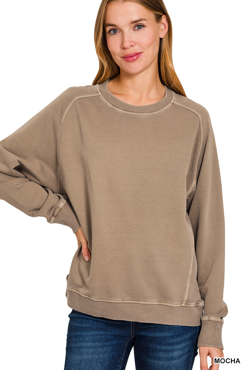 French terry pigment dye pullover