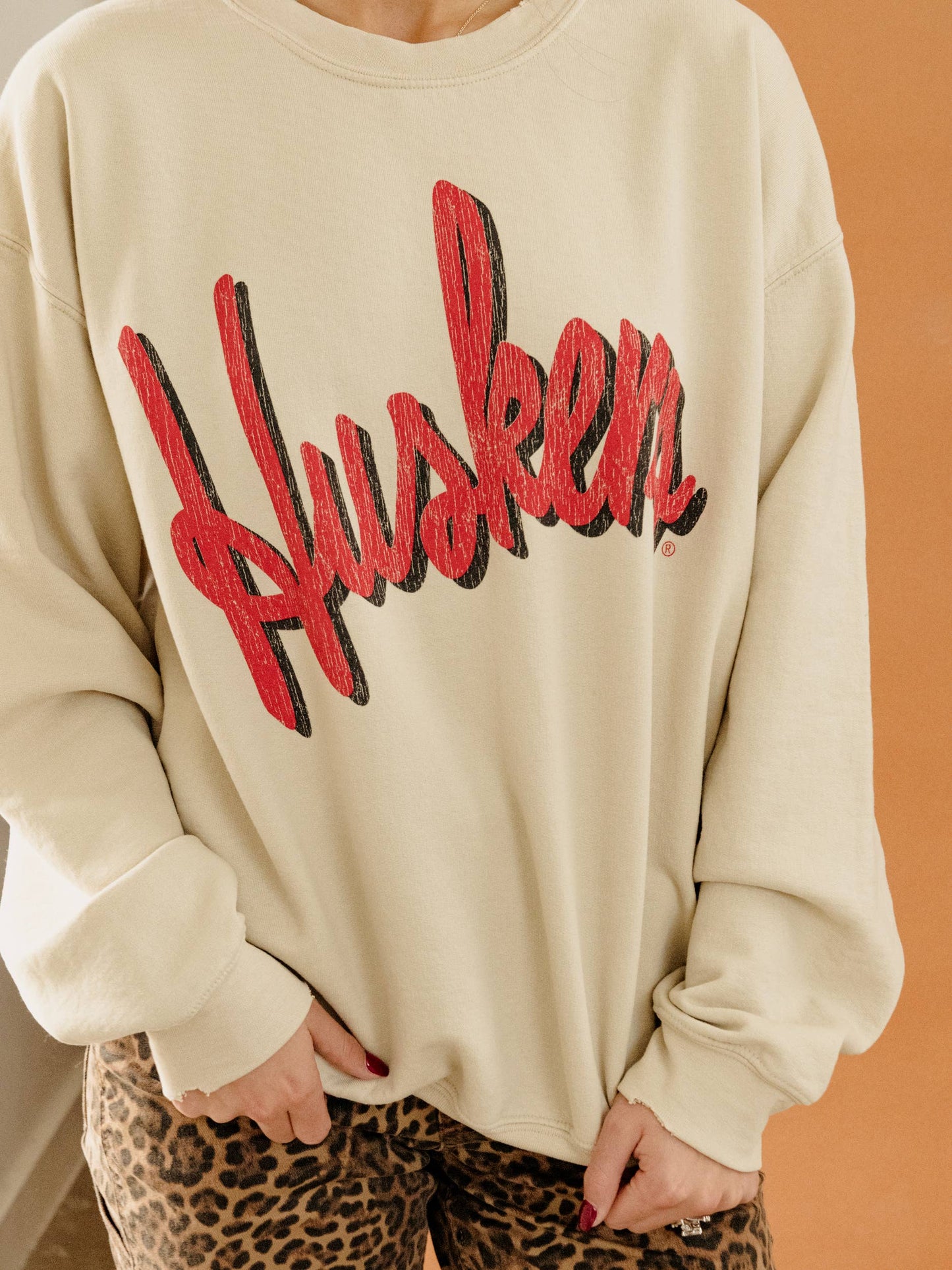 Nebraska Huskers Barbie Sand Thrifted Sweatshirt: 2XL