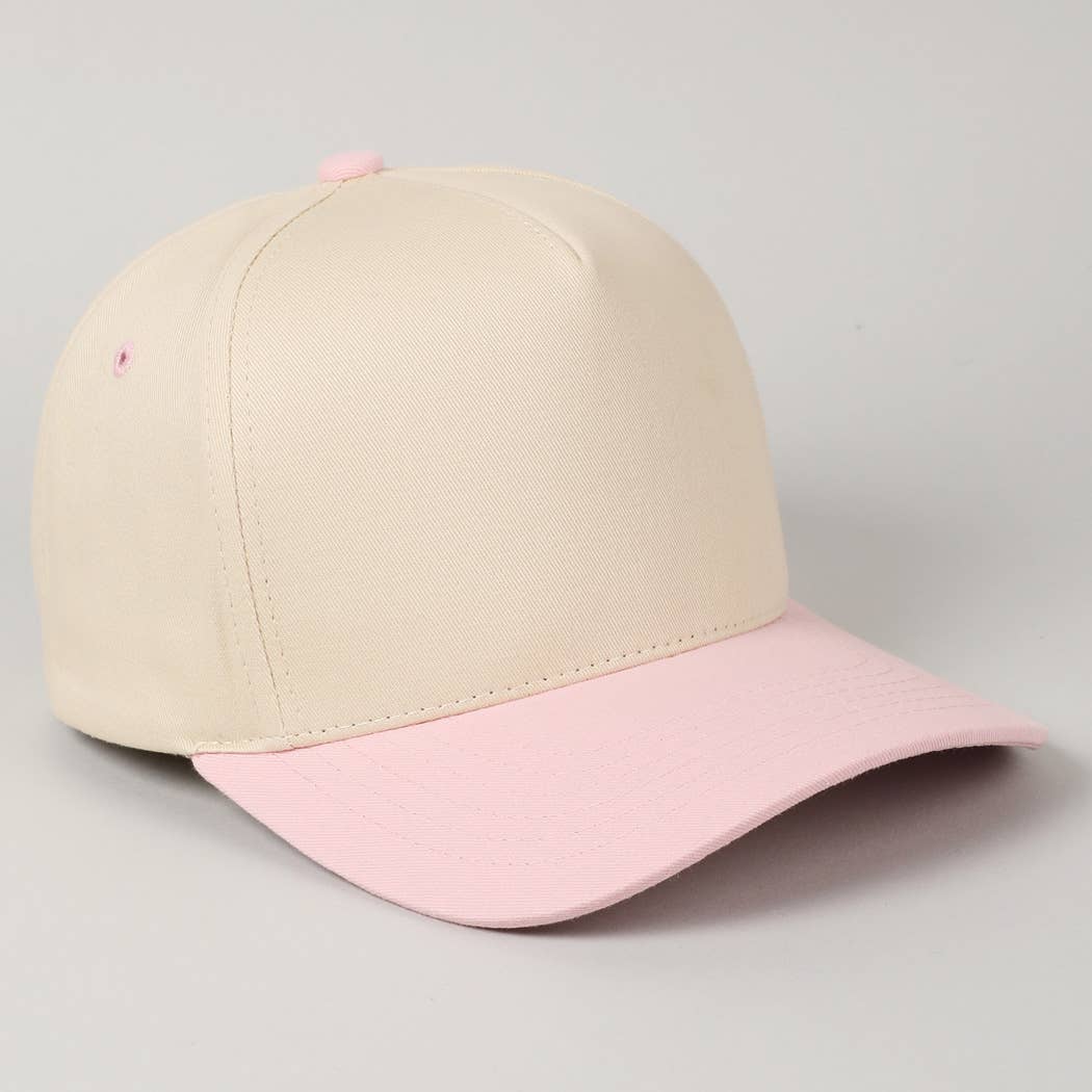 Kids Plain Two Tone Canvas Cotton Baseball Cap : Red / ONE SIZE