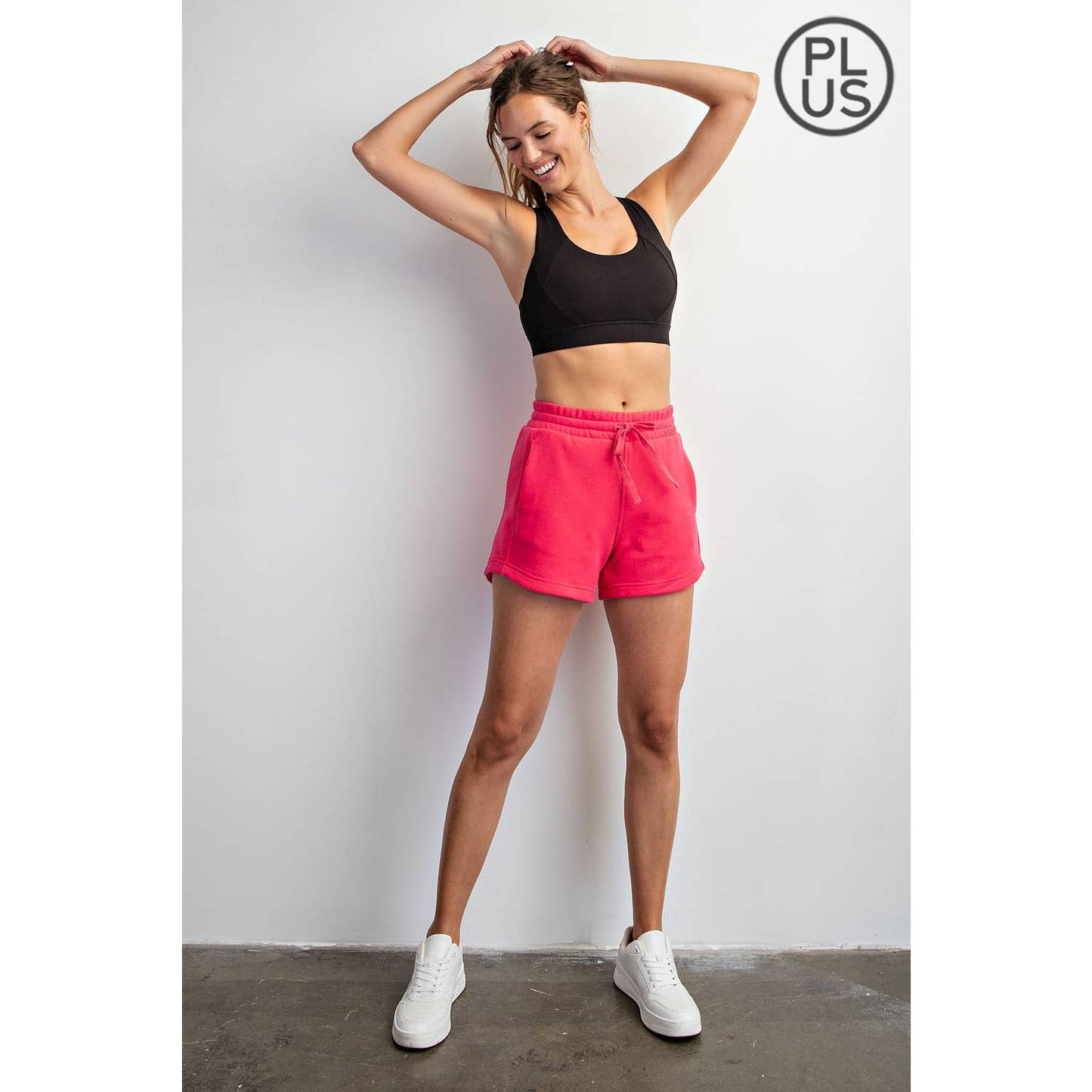 PLUS SIZE FRENCH TERRY BASIC SHORT: Lt Taupe / 1X-2X-3X(3-2-1)