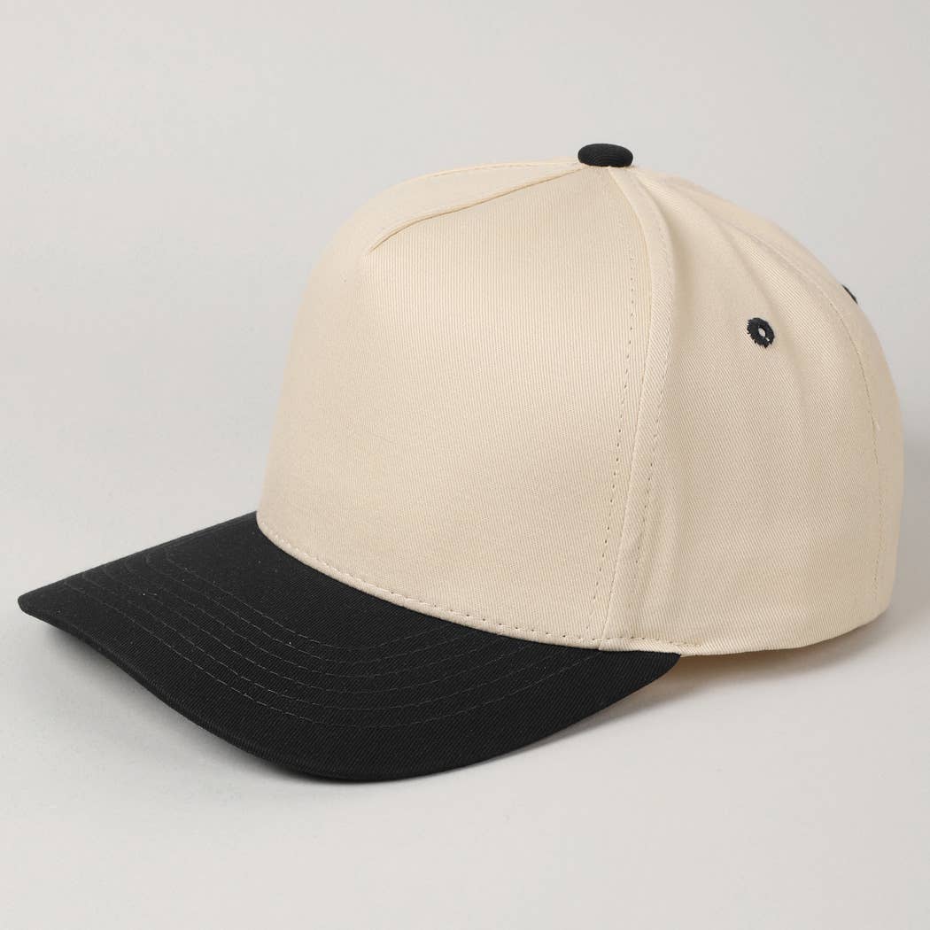 Kids Plain Two Tone Canvas Cotton Baseball Cap : Red / ONE SIZE