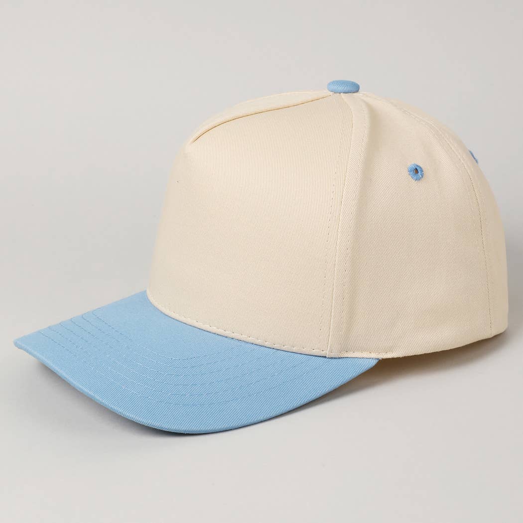 Kids Plain Two Tone Canvas Cotton Baseball Cap : Red / ONE SIZE