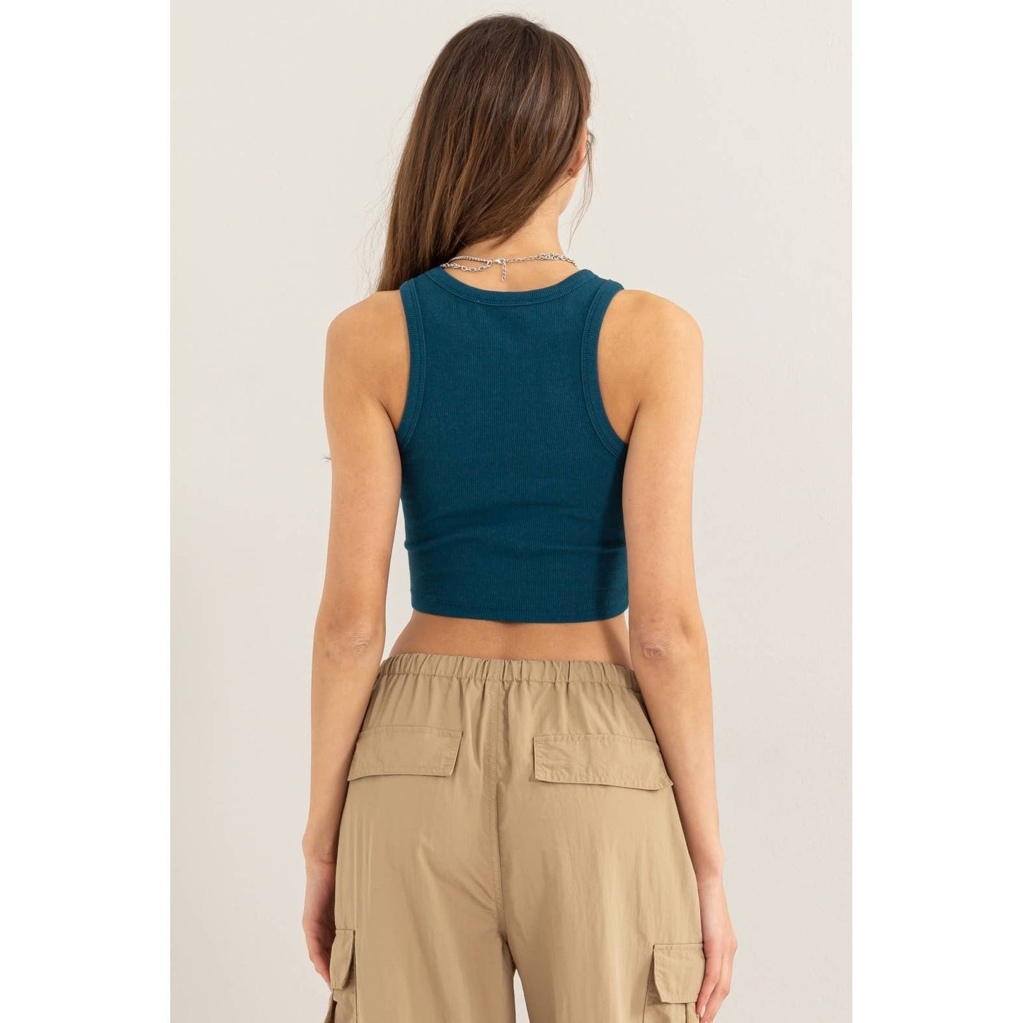 Ribbed Crop Tank: DARK TEAL