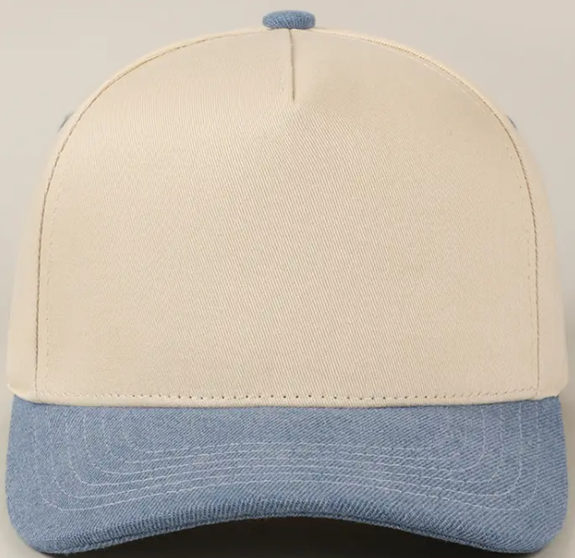 Kids Plain Two Tone Canvas Cotton Baseball Cap : Red / ONE SIZE