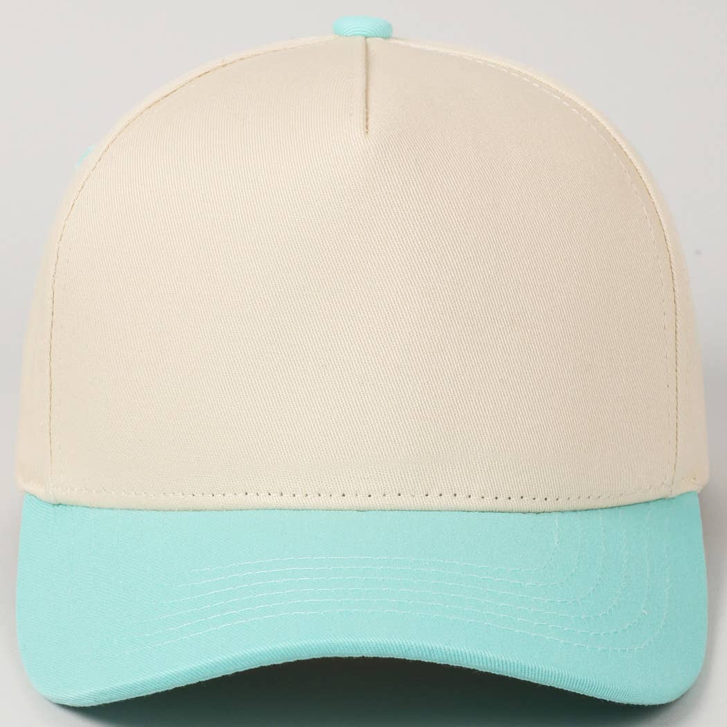 Kids Plain Two Tone Canvas Cotton Baseball Cap : Red / ONE SIZE