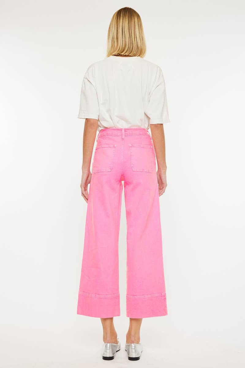 Kan Can HR WIDE LEG JEANS: NEON PINK
