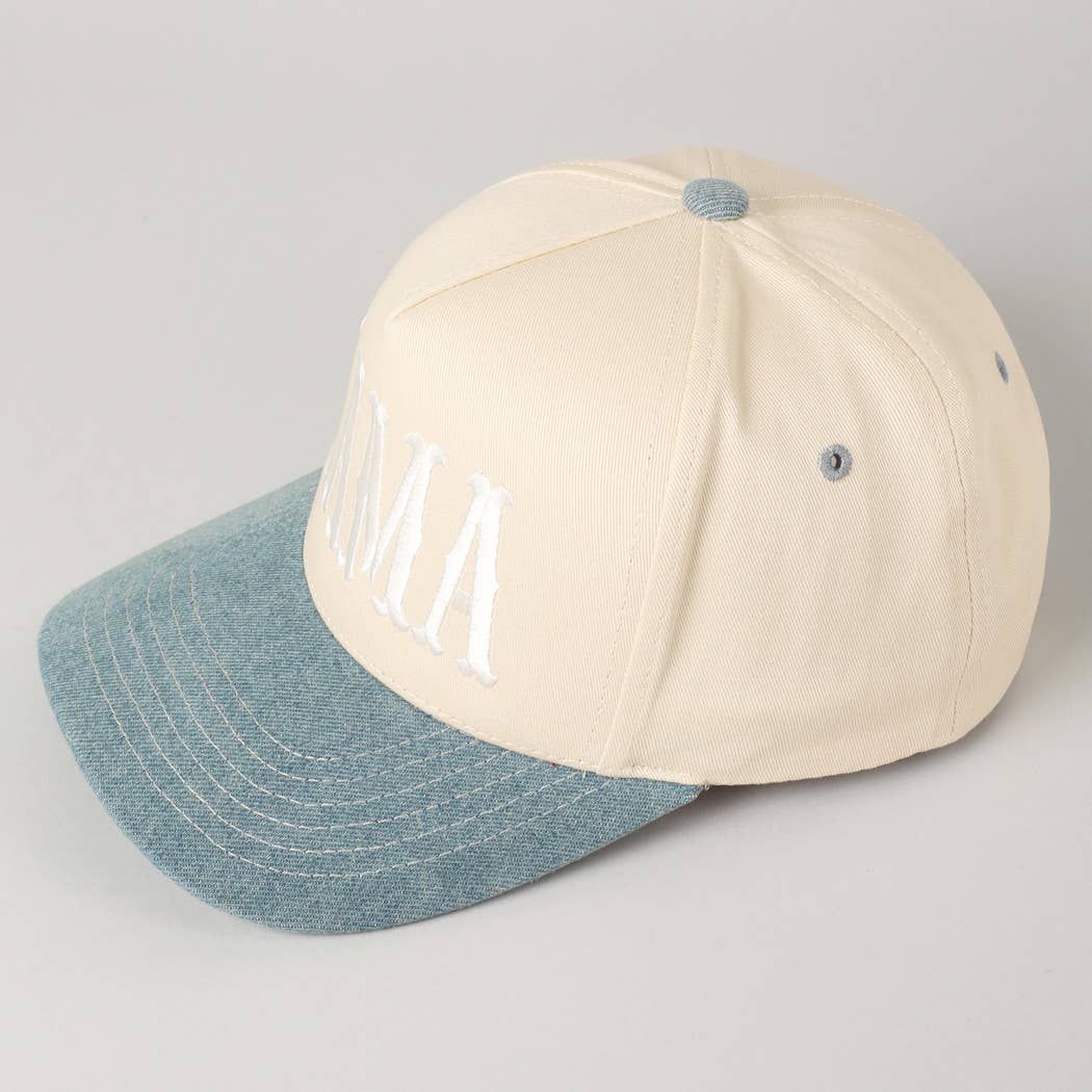MAMA Typographic Design Embroidery Baseball Cap: Beige / ONE SIZE