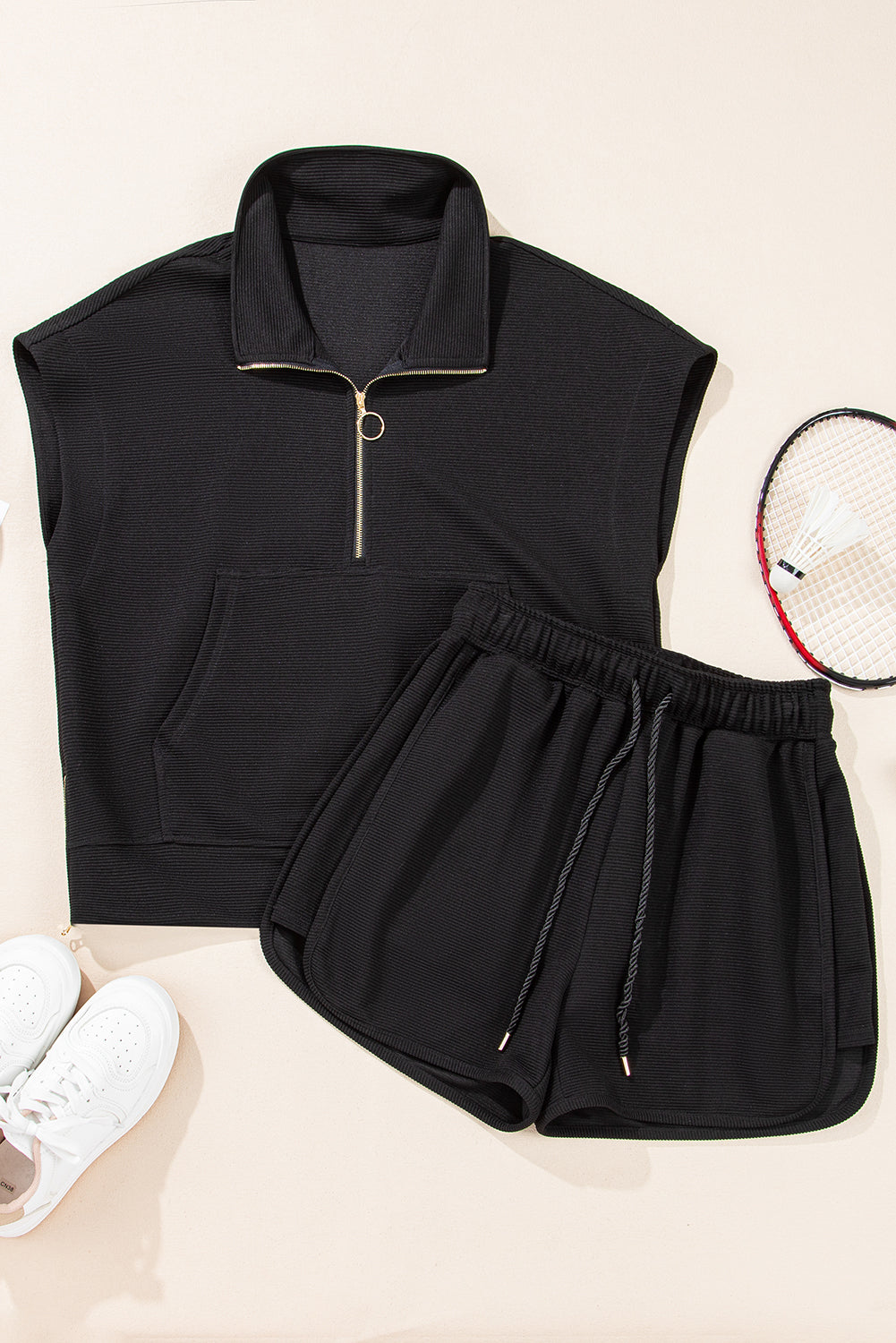 Black 1/2 Zip Set
