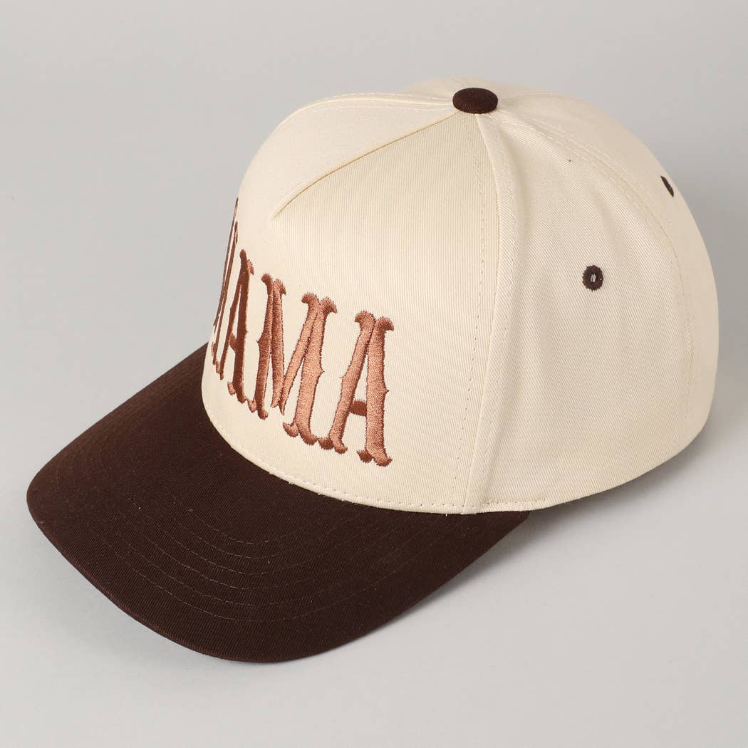 MAMA Typographic Design Embroidery Baseball Cap: Beige / ONE SIZE