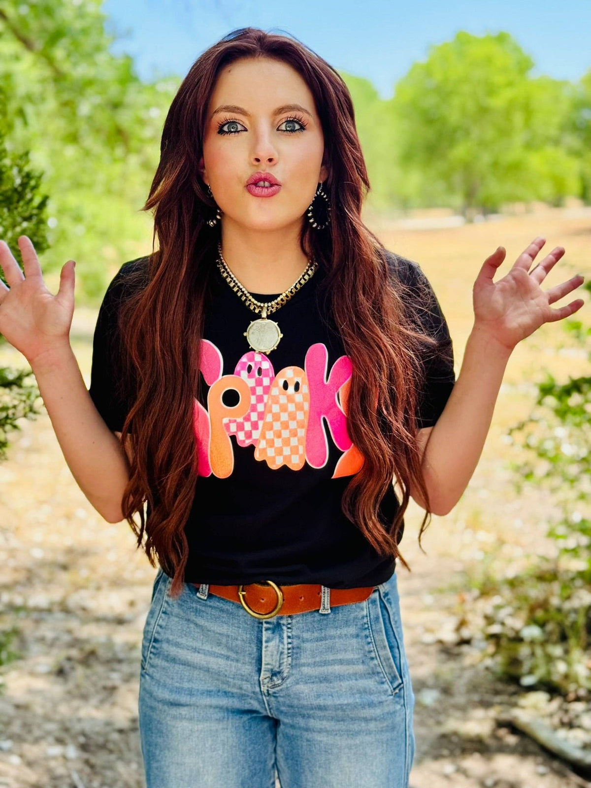 Spooky Tee in Glitter Puff: Black / 2XL