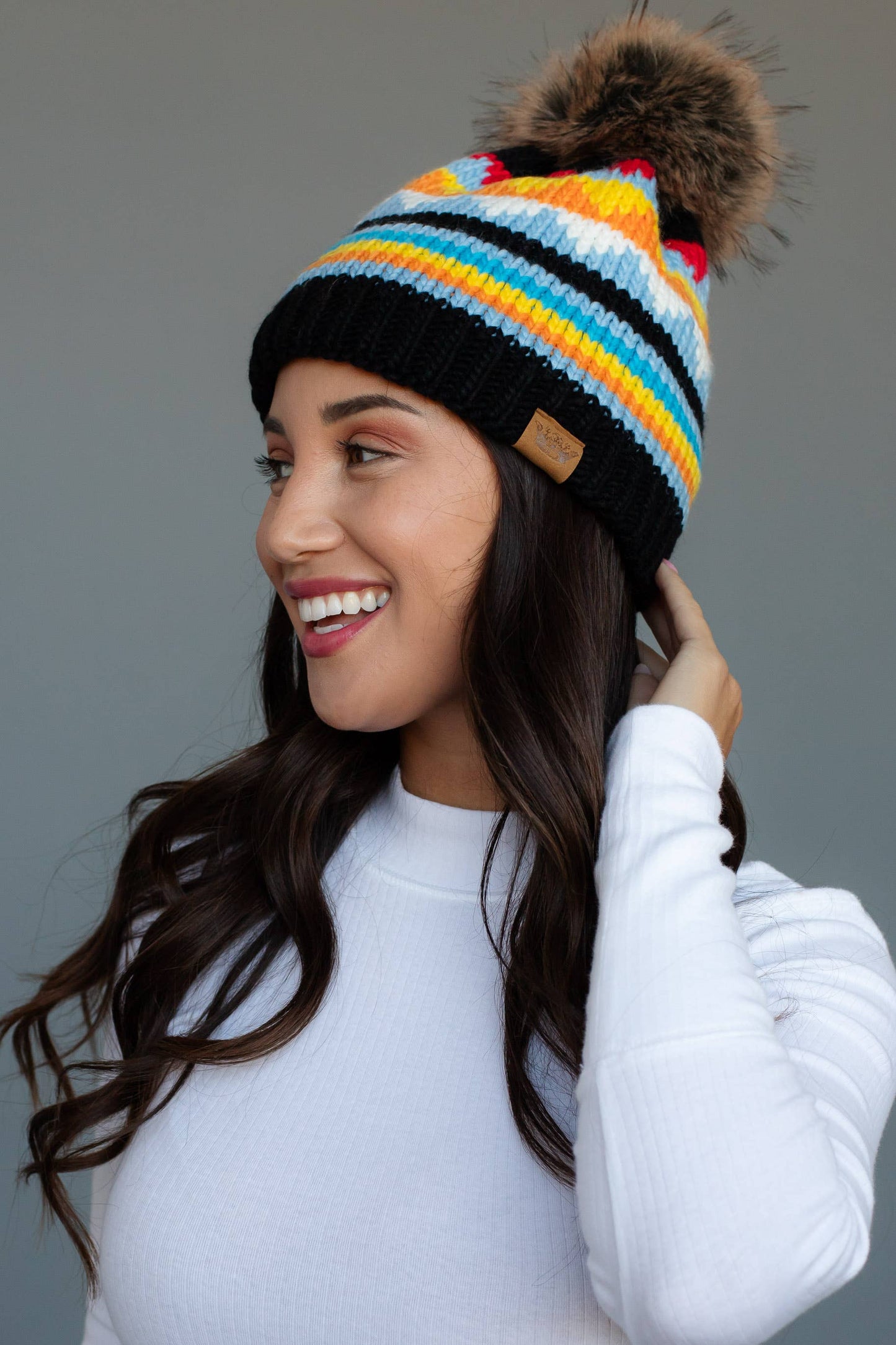 Patterned Pom Hat