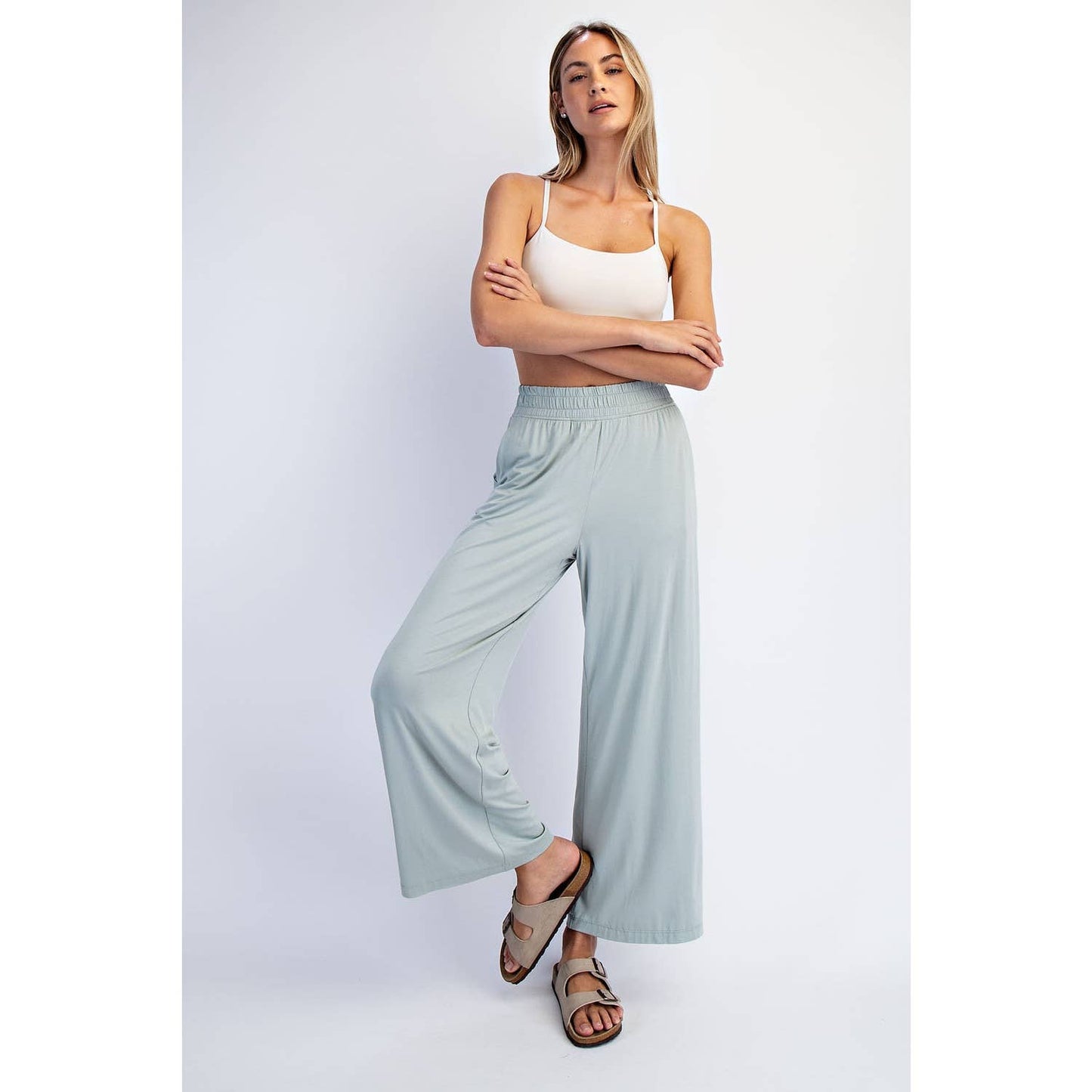 MODAL CROPPED WIDE LEG PANTS
