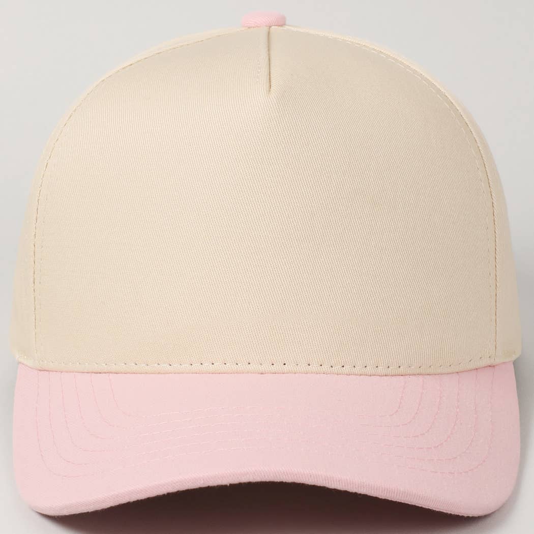 Kids Plain Two Tone Canvas Cotton Baseball Cap : Red / ONE SIZE