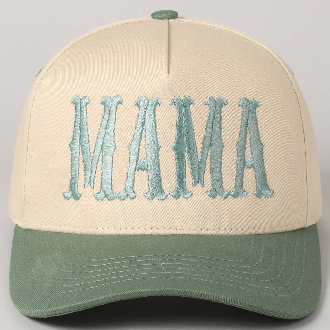 MAMA Typographic Design Embroidery Baseball Cap: Beige / ONE SIZE