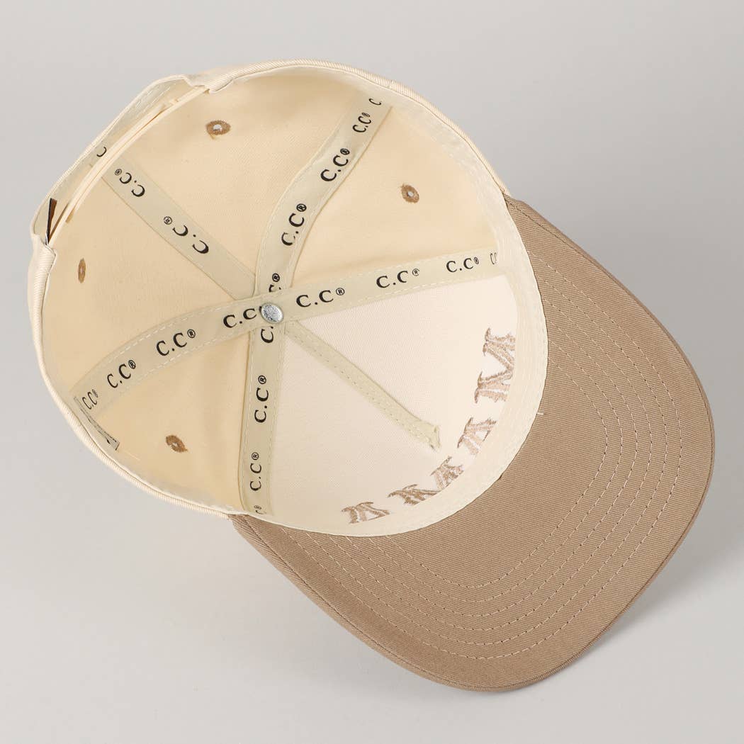 MAMA Typographic Design Embroidery Baseball Cap: Beige / ONE SIZE