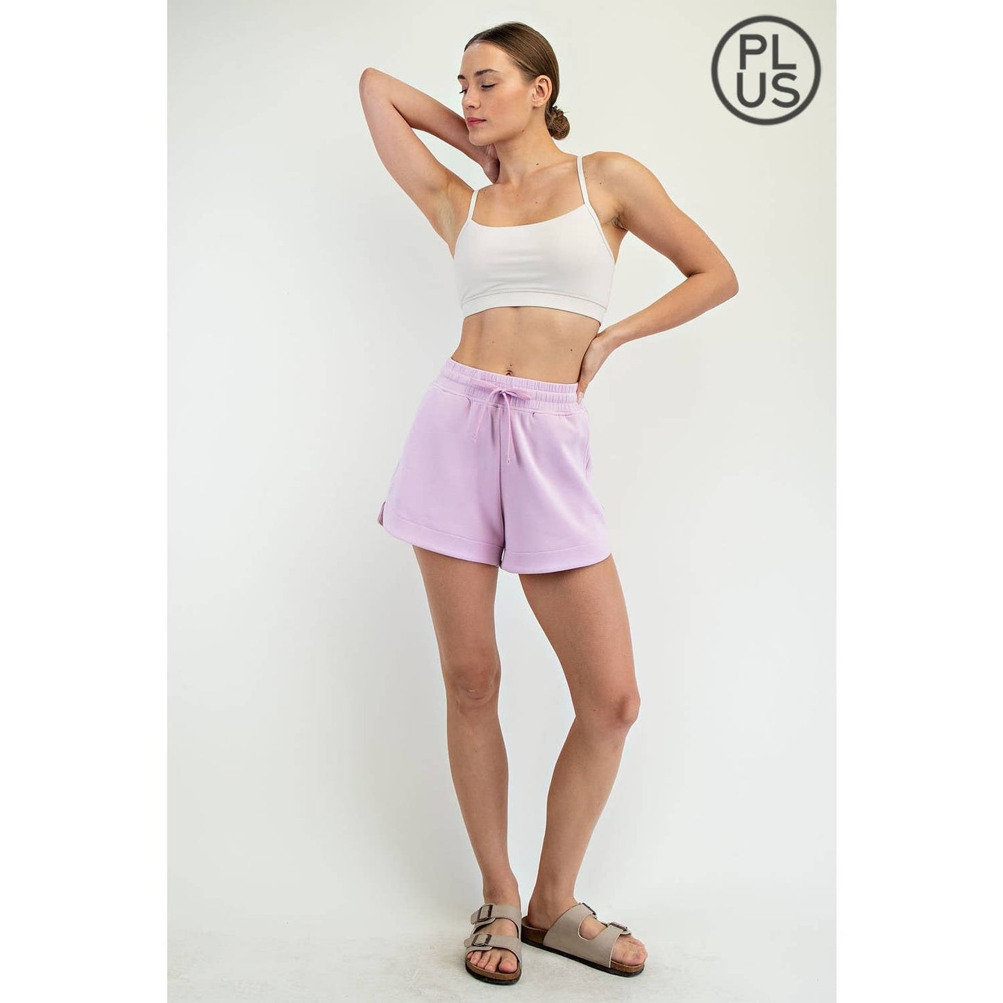 PLUS SIZE SCUBA SHORTS: Blossom