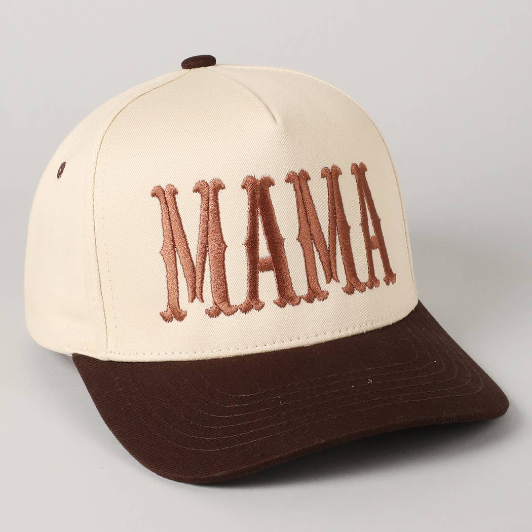 MAMA Typographic Design Embroidery Baseball Cap: Beige / ONE SIZE