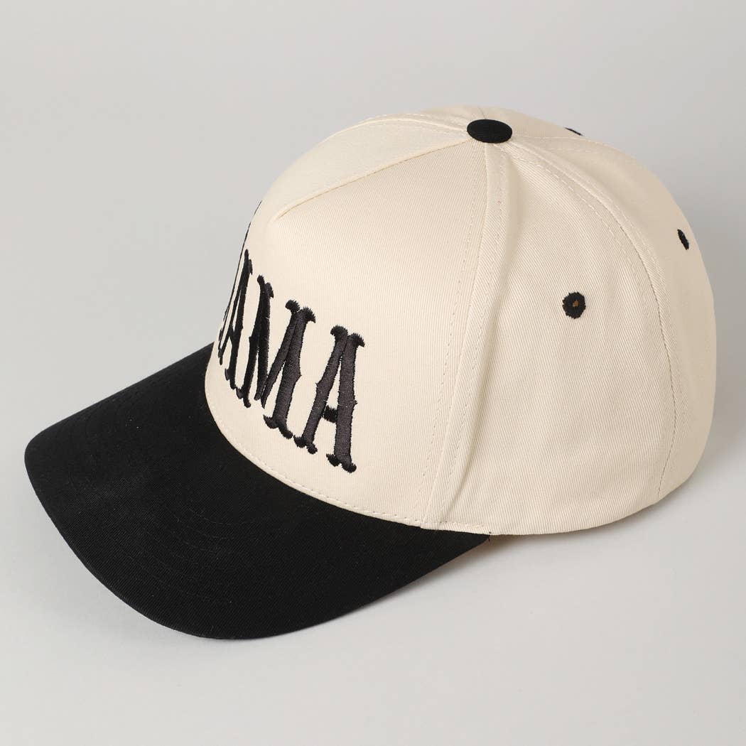 MAMA Typographic Design Embroidery Baseball Cap: Beige / ONE SIZE