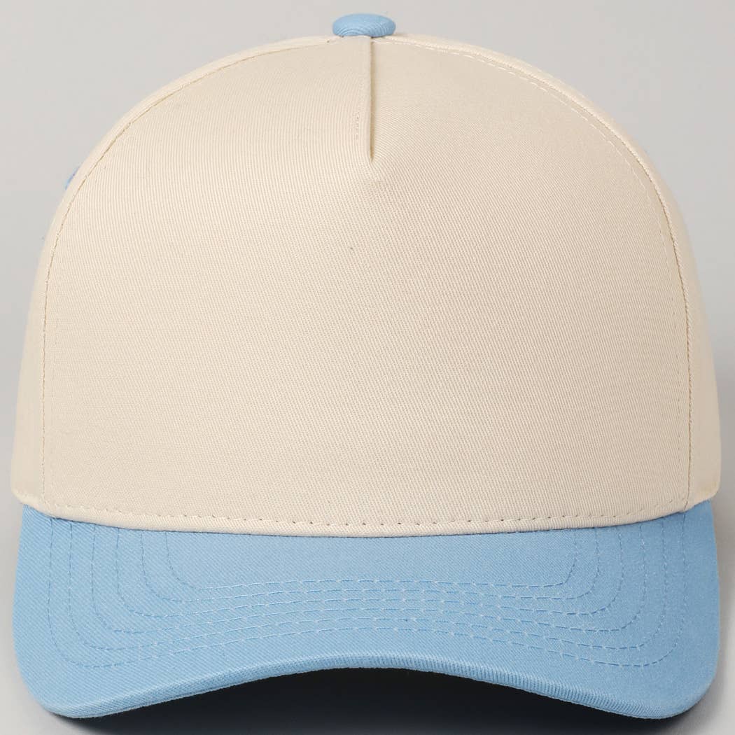 Kids Plain Two Tone Canvas Cotton Baseball Cap : Red / ONE SIZE