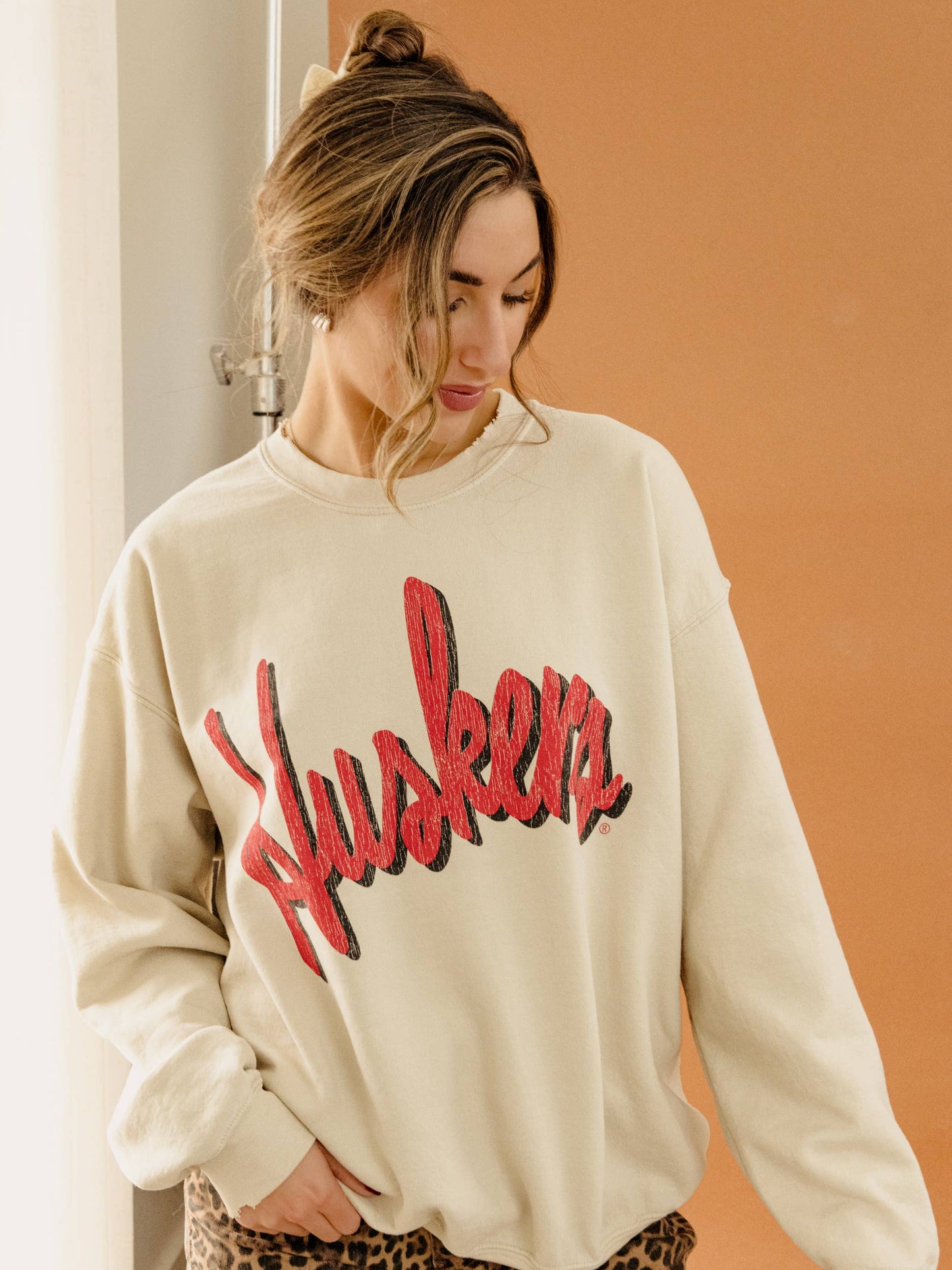Nebraska Huskers Barbie Sand Thrifted Sweatshirt: 2XL