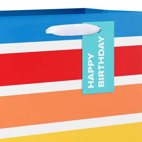 Gift Bag with Hang Tag, Rainbow Stripes