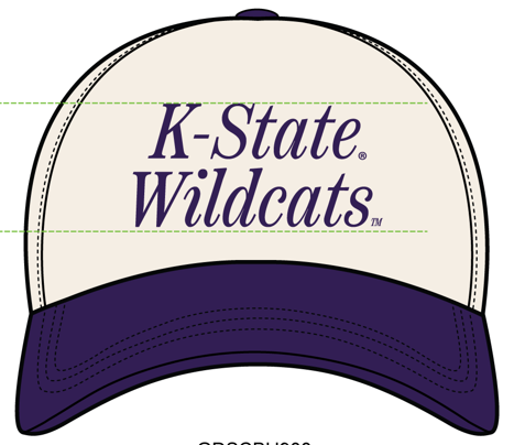 K-State 3D Script Canvas Trucker Hat: PURPLEIVORY / O
