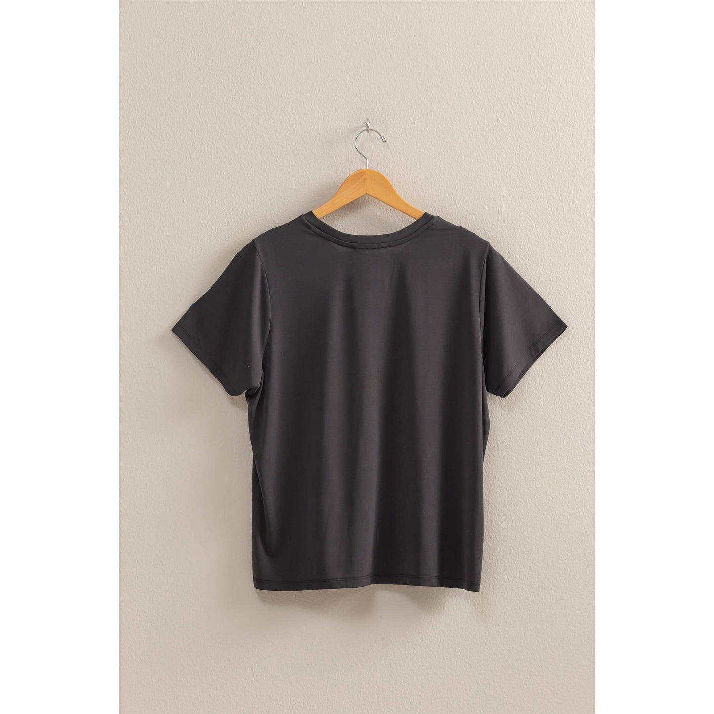Basic Round Neck SS T Shirt: BLACK