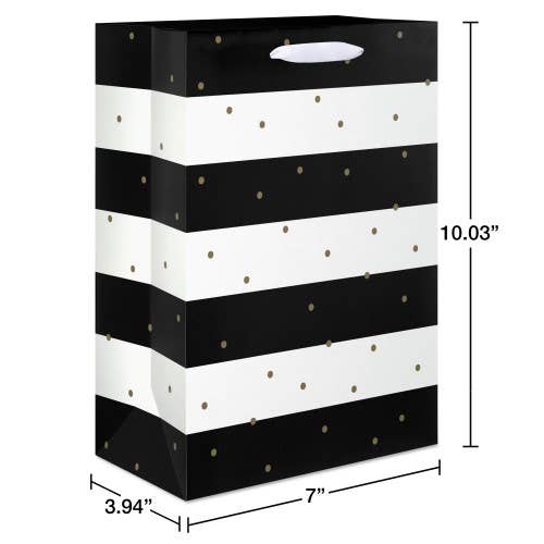 Black, White Stripes and Gold Dots Gift Bags